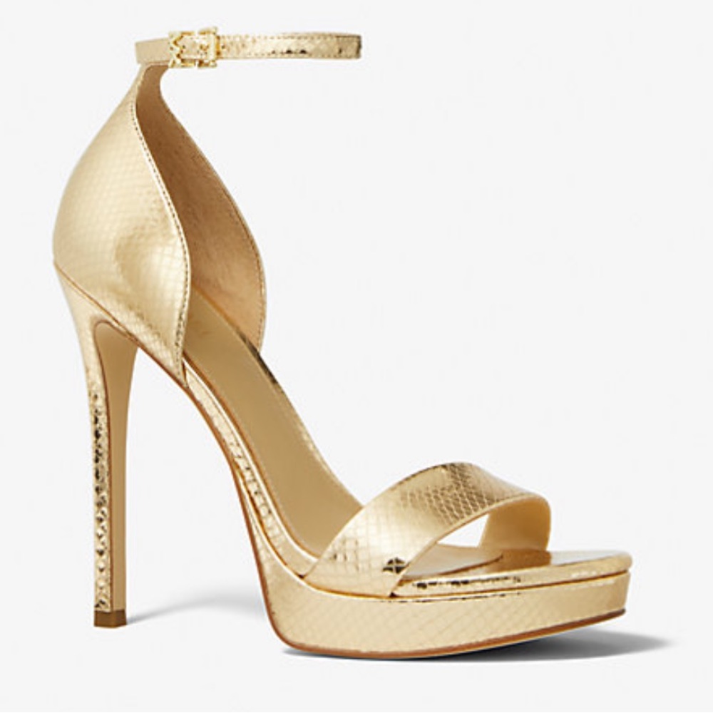 Michael Kors Gold leather Metallic chain snake embossed